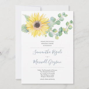Sunflower & Eucalyptus Wedding Rehearsal Dinner Invitation