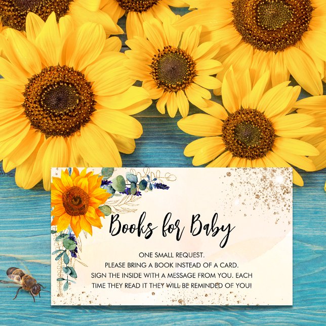Sunflower eucapyptus  baby shower book request enclosure card (Creator Uploaded)
