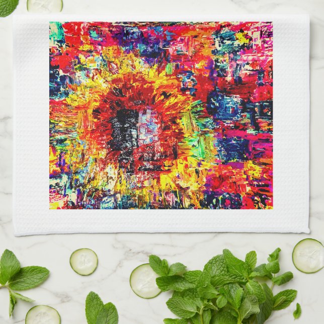 Sunflower Explosion Tea Towel (Folded)