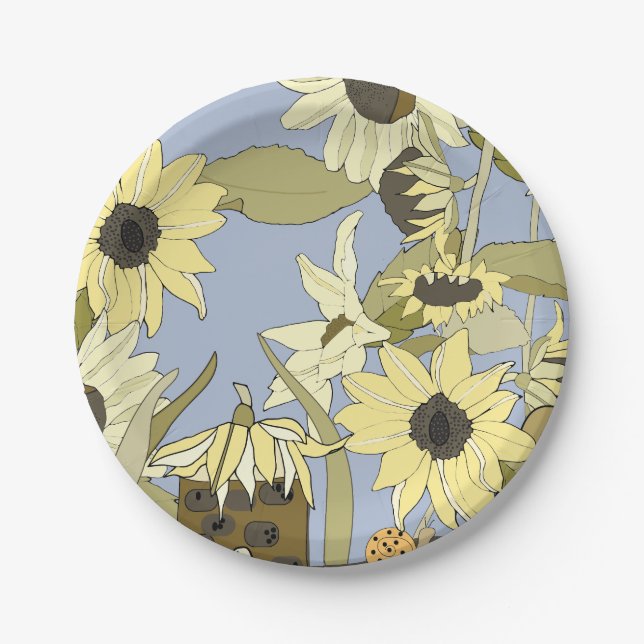 Sunflower Fairy house Paper Plate (Front)