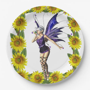 Sunflower Fairy Paper Plates