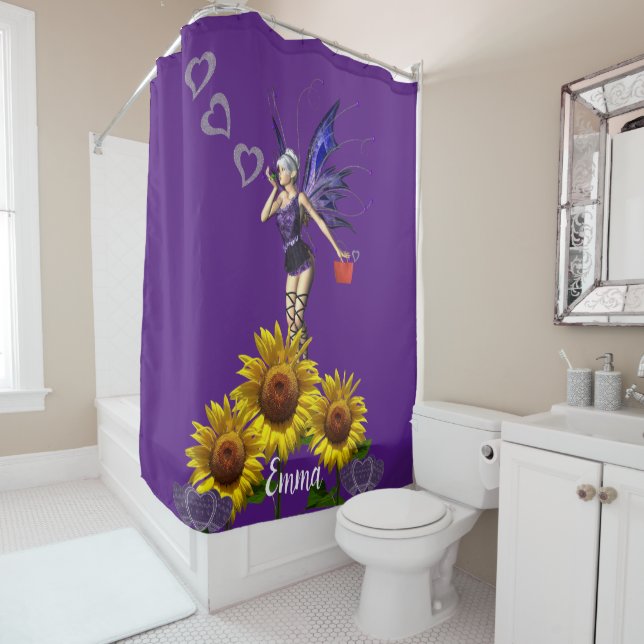 Sunflower Fairy Shower Curtain (In Situ)
