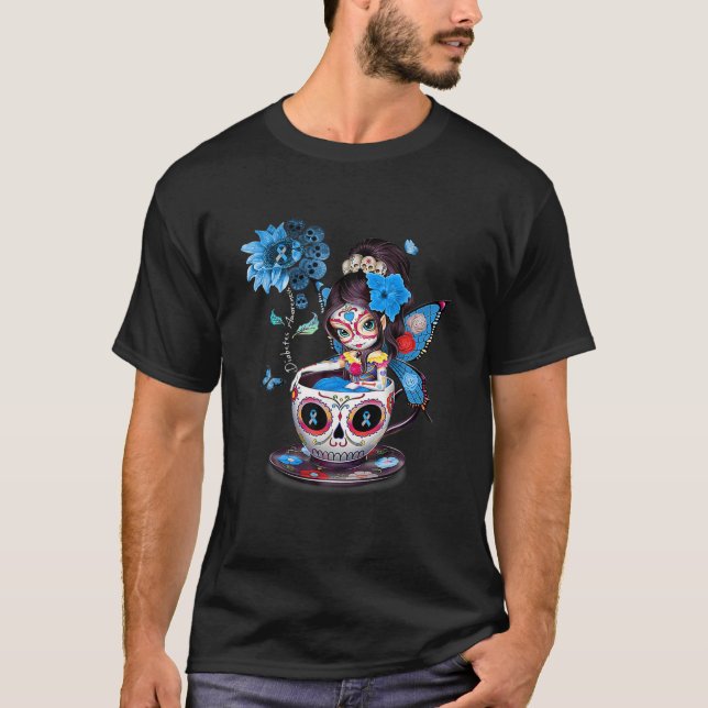Sunflower Fairy Sugar Skull Diabetes Awareness T-Shirt (Front)