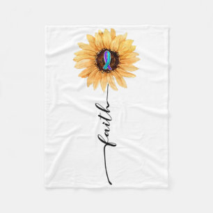 Sunflower Faith Blue Purple Suicide Prevention Awa Fleece Blanket