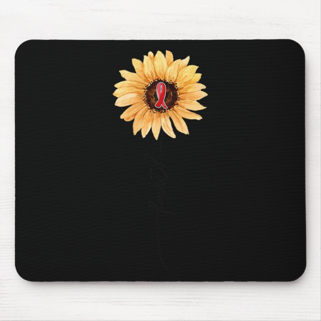 Sunflower FAITH Burgundy Ribbon Brain Aneurysm Awa Mouse Mat (Front)