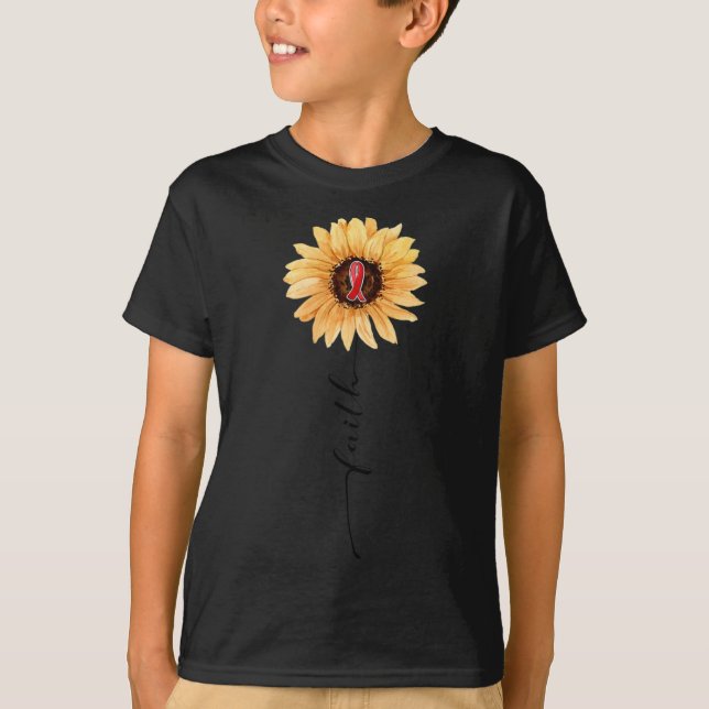 Sunflower FAITH Burgundy Ribbon Brain Aneurysm Awa T-Shirt (Front)