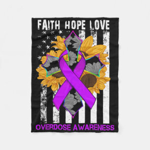 Sunflower Faith Hope Love Cross And Flag Overdose Fleece Blanket