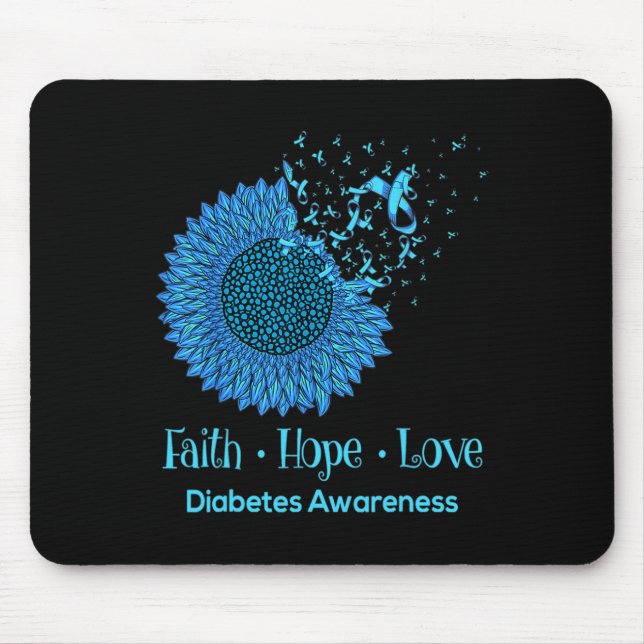 Sunflower Faith Hope Love Diabetes Awareness Diabe Mouse Mat (Front)