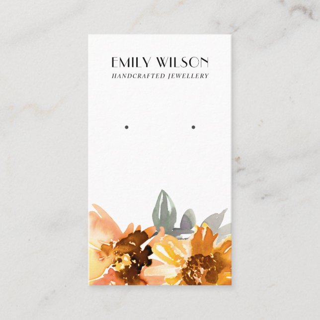 SUNFLOWER FALL AUTUMN STUD EARRING DISPLAY CARD (Front)