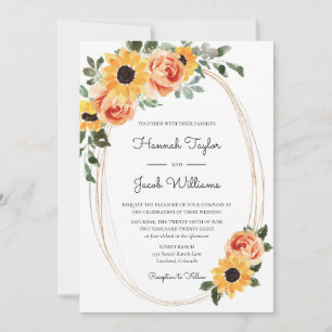 Sunflower Fall Boho Terracotta Wedding Invitation