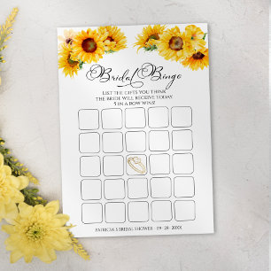 Sunflower Fall bridal shower bingo game card