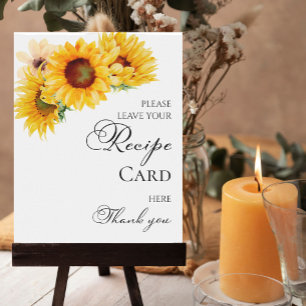 Sunflower Fall Bridal Shower Recipe Cards Sign