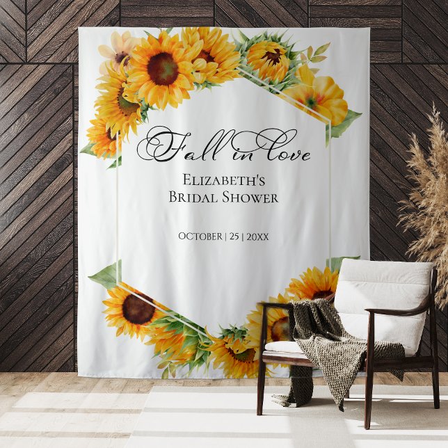 Sunflower Fall In Love Bridal Shower Backdrop Tapestry (Creator Uploaded)