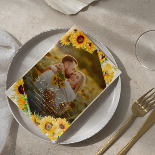 Sunflower Fall Photo Wedding Save the Date Real