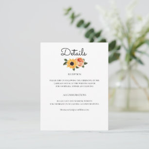 Sunflower Fall Roses Wedding Enclosure Card