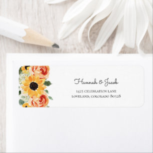 Sunflower Fall Roses Wedding Return Address