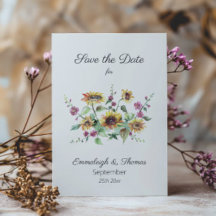 Sunflower Fall Watercolor Florals Save the Date