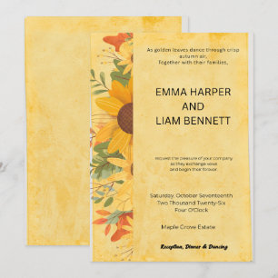Sunflower Fall Wedding Invitation   Editable Autum