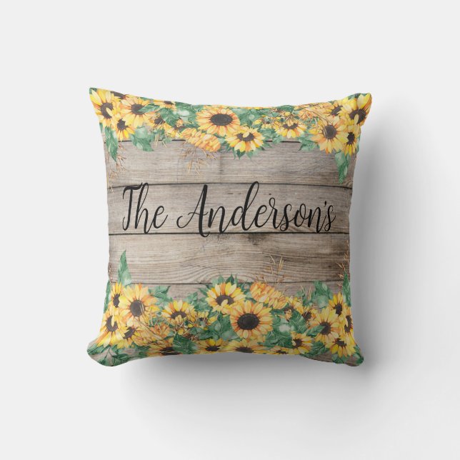 Sunflower Family Name   Cushion (Front)