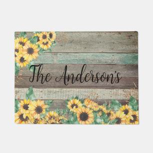 Sunflower Family Name Doormat