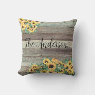 Sunflower Family Name Throw Pillow