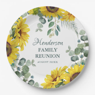 Sunflower Family Reunion Party Paper Plate