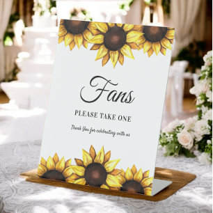 Sunflower Fans Wedding Floral Pedestal Sign