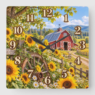 Sunflower Farm Barn Country Clock