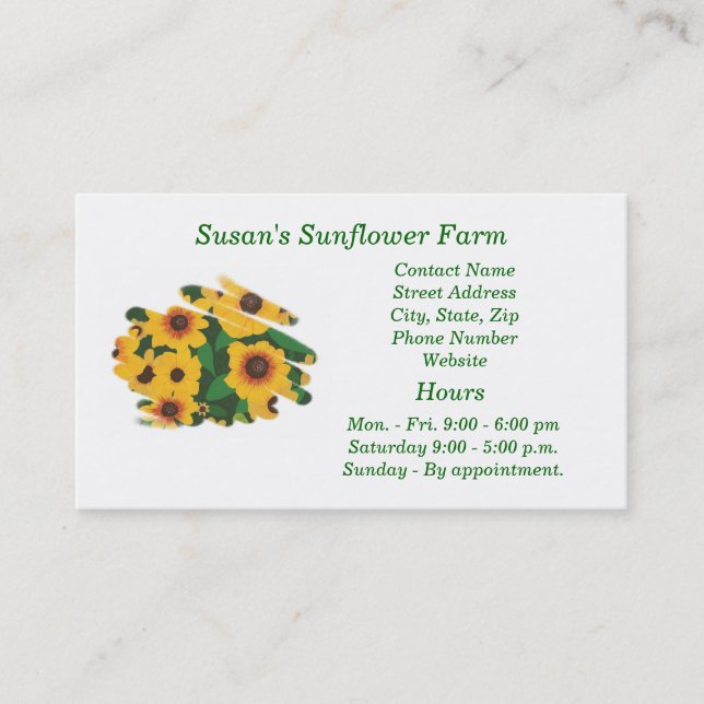 Sunflower Farm business cards - template (Front)