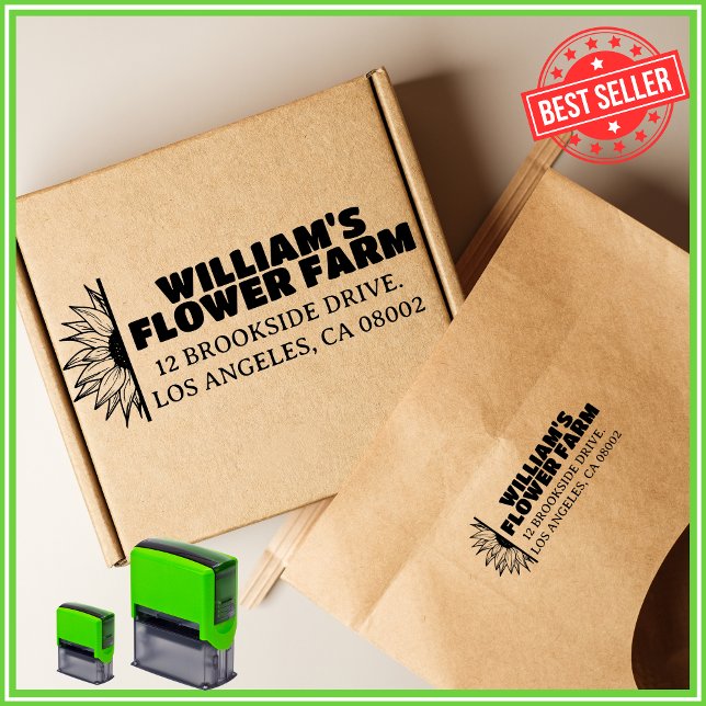 SunFlower Farm Business Unique Cute Return Address Self-inking Stamp (Creator Uploaded)