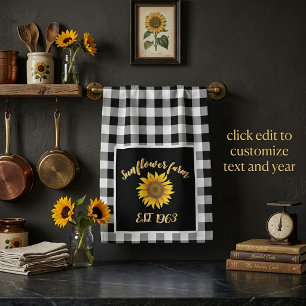Sunflower farm custom tea towel