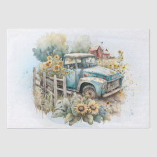 Sunflower Farm Pickup Truck Tissue Paper