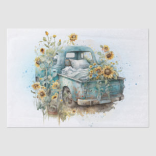Sunflower Farm Pickup Truck Tissue Paper