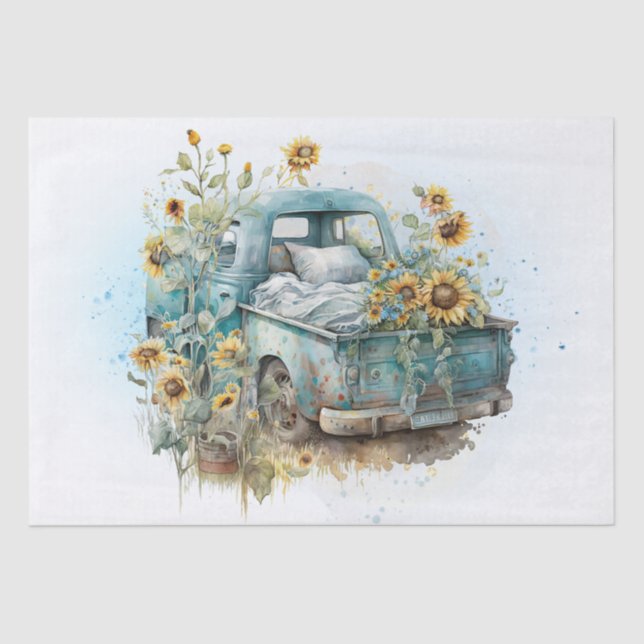 Sunflower Farm Pickup Truck Tissue Paper (Front)