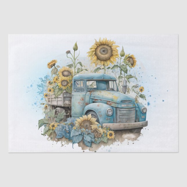 Sunflower Farm Pickup Truck Tissue Paper (Front)