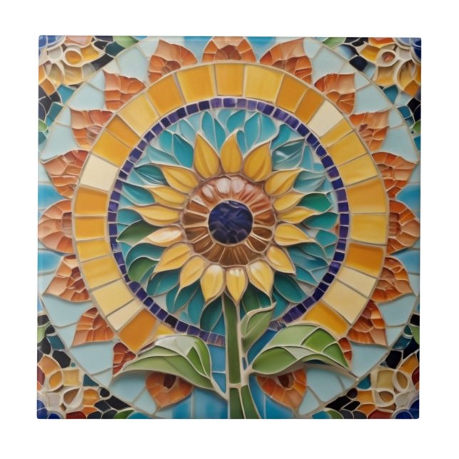 Sunflower Faux Mosaic with Sunny Sun Tile (Front)