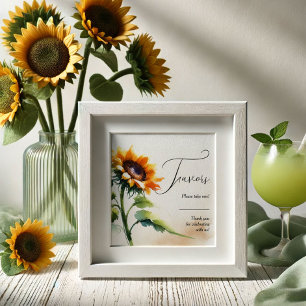 Sunflower Favour Sign Rustic Wedding Decor