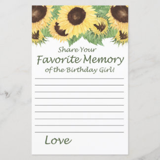 sunflower Favourite Memory of the Birthday Girl