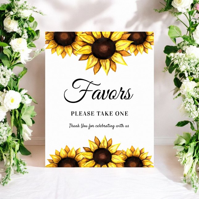 Sunflower Favours Sign White Yellow  Poster (Creator Uploaded)