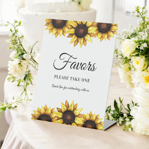 Sunflower Favours Wedding Yellow White  Pedestal Sign