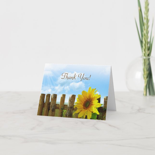 Sunflower Fence Bridal Party Thank You Card (Front)