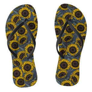 Sunflower field 2 flip flops