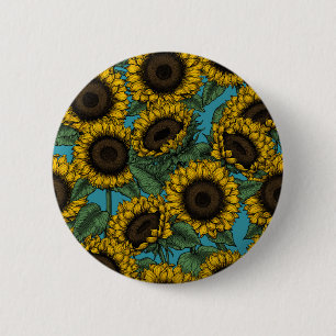 Sunflower field 6 cm round badge