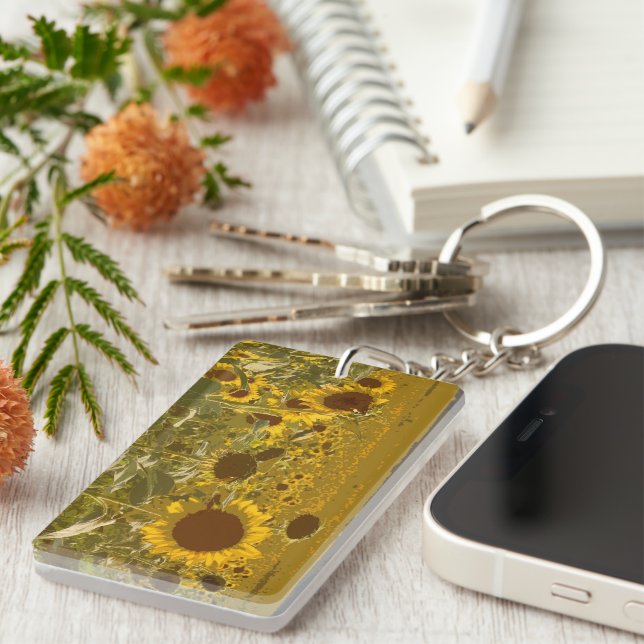 Sunflower Field Acrylic Keychain (Front Right)