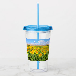 Sunflower field acrylic tumbler