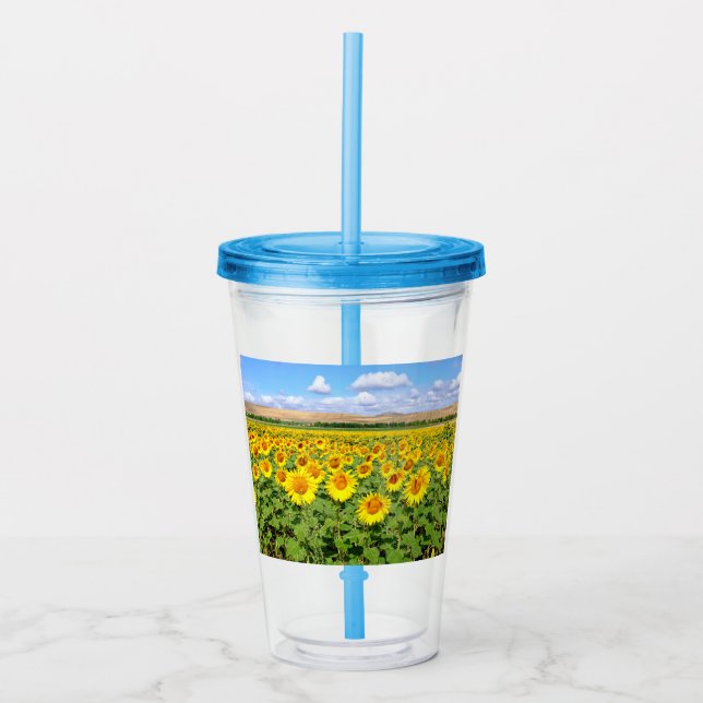 Sunflower field acrylic tumbler (Front)