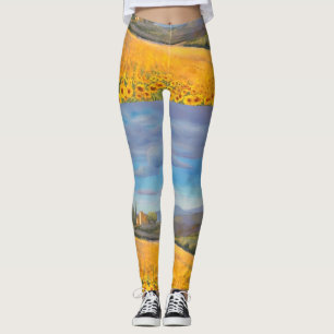 Sunflower Field and Blue Violet Sky All Over Print Leggings