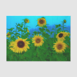 Sunflower Field Art Blue Sky Yellow Green Garden Tissue Paper