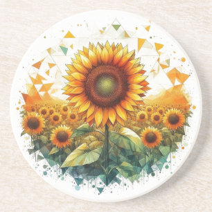 Sunflower Field – Art Deco Coaster