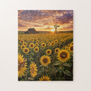 Sunflower Field at Sunset Jigsaw Puzzle